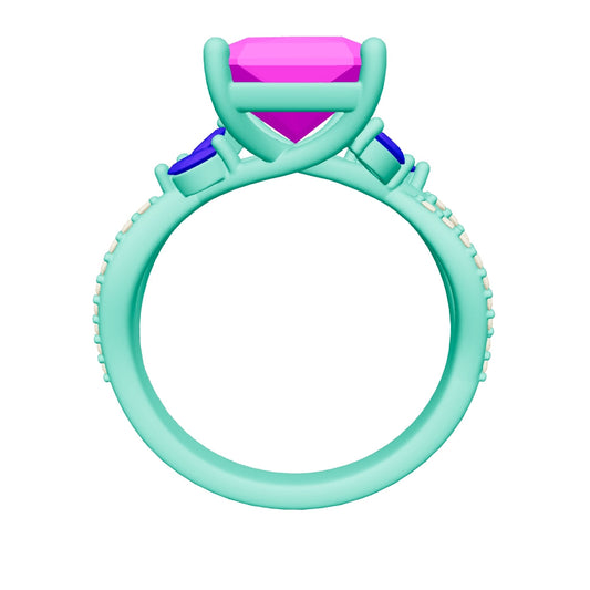 radiant lab grown diamond ring 3D model