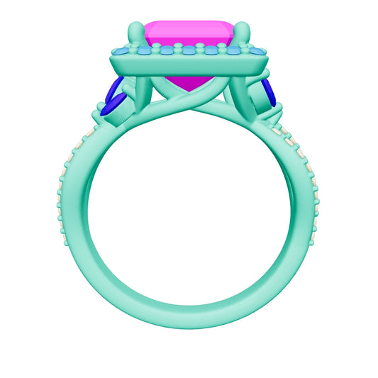 asscher lab grown diamond ring 3D model