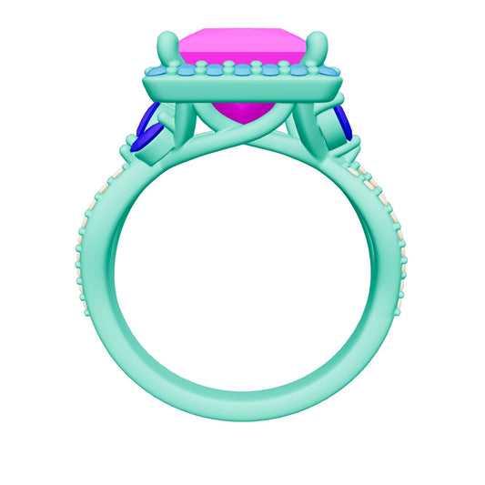 princess lab grown diamond ring 3D model