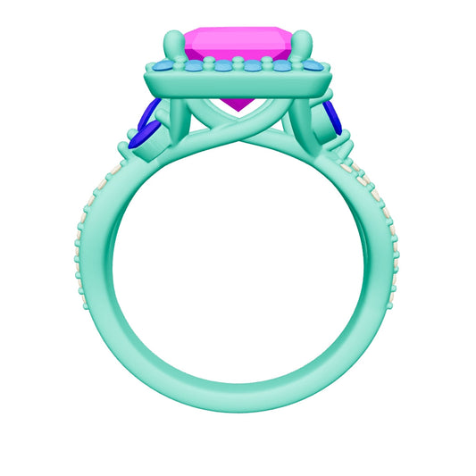 radiant lab grown diamond ring 3D model