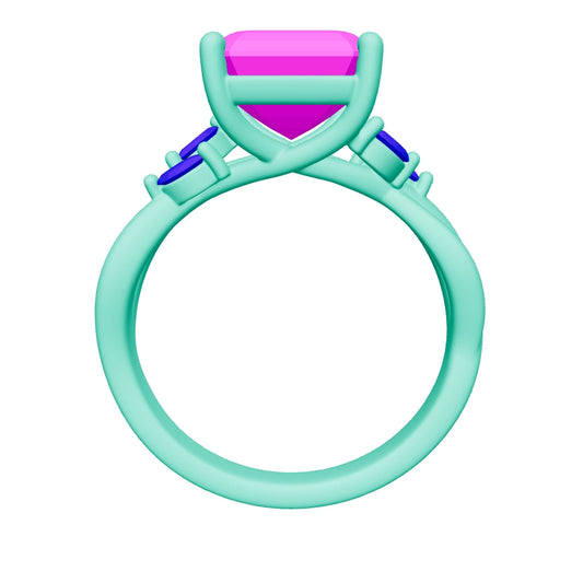 asscher lab grown diamond ring 3D model