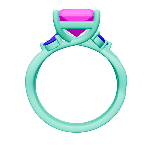 radiant lab grown diamond ring 3D model