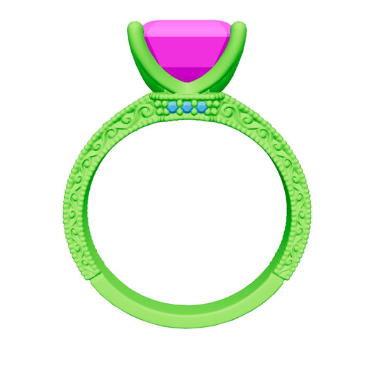 asscher lab grown diamond ring 3D model