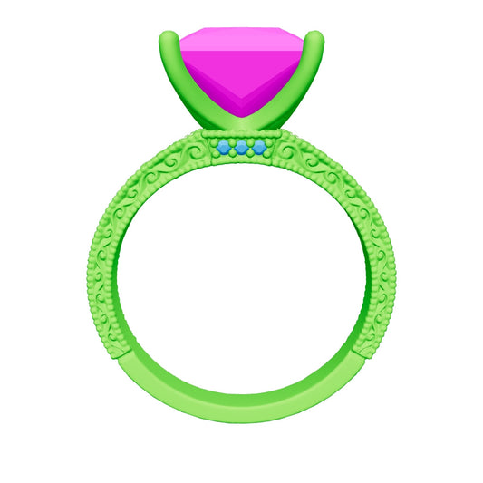princess lab grown diamond ring 3D model