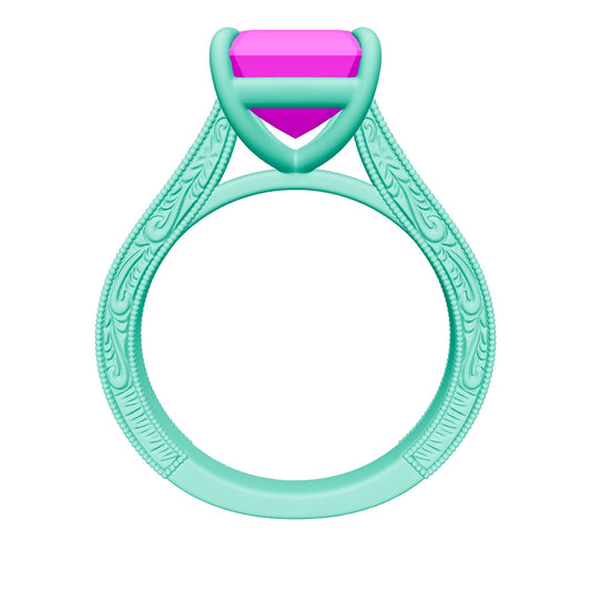 asscher lab grown diamond ring 3D model