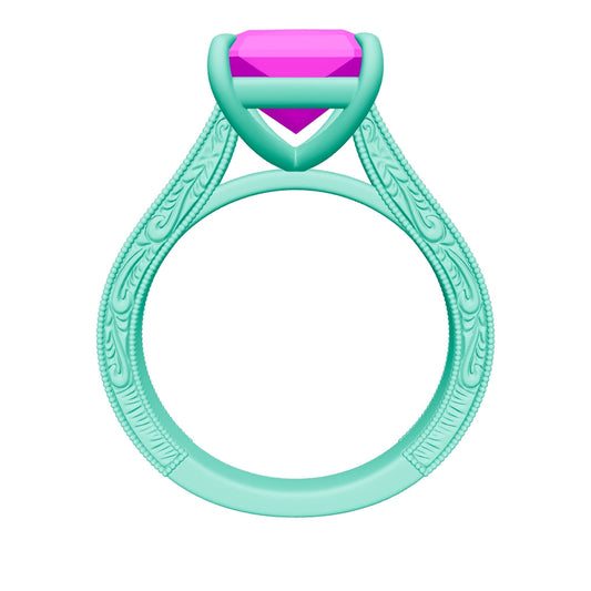 radiant lab grown diamond ring 3D model